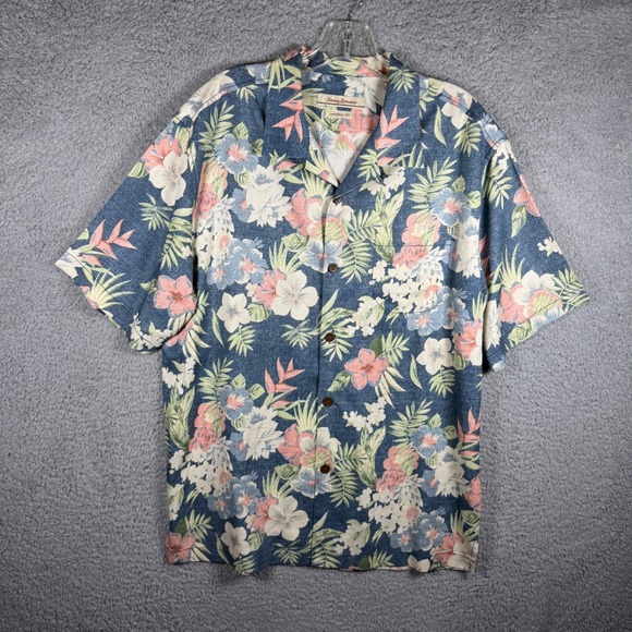 Tommy Bahama Other - Tommy Bahama Mens Large Silk Floral Tropical Camp Shirt Blue Original Fit L